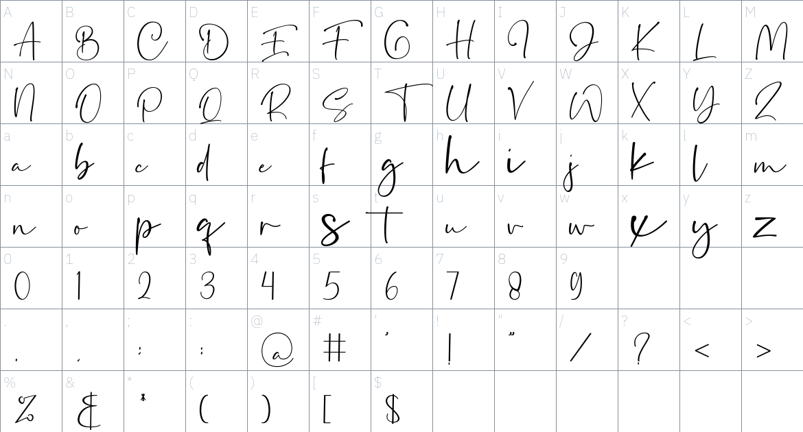 Secretoria Font font Character Map