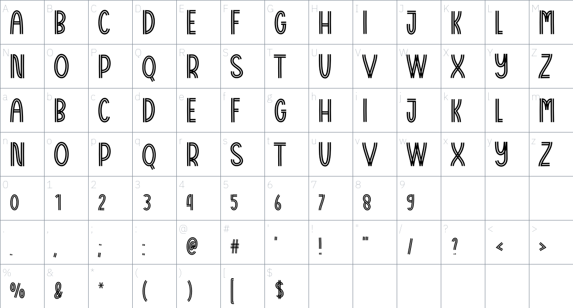 Freelancer font Character Map