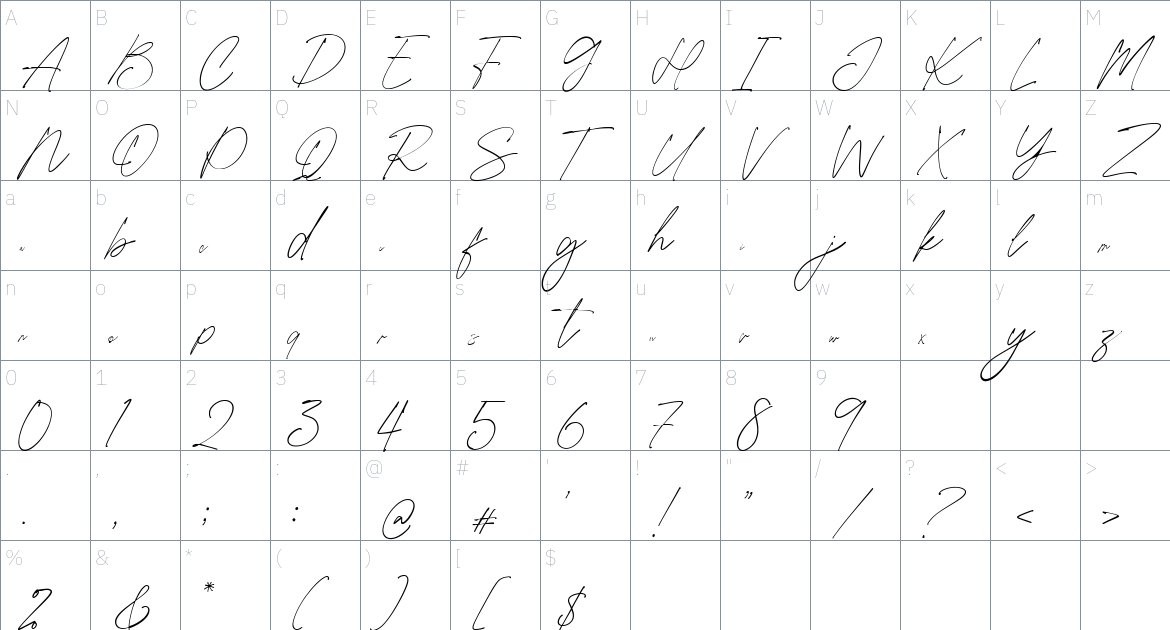 Betalisa font Character Map