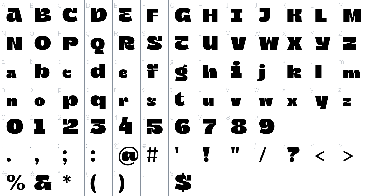 Zatiyan Font font Character Map