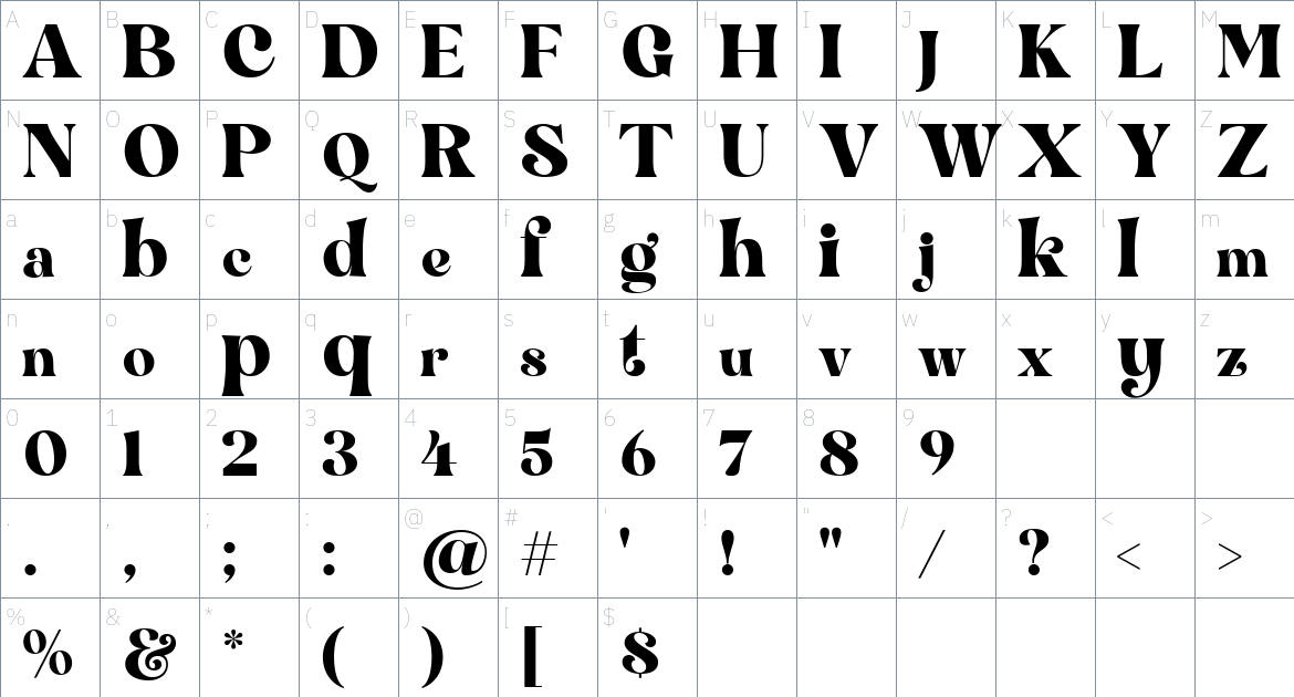 Aicho Font font Character Map