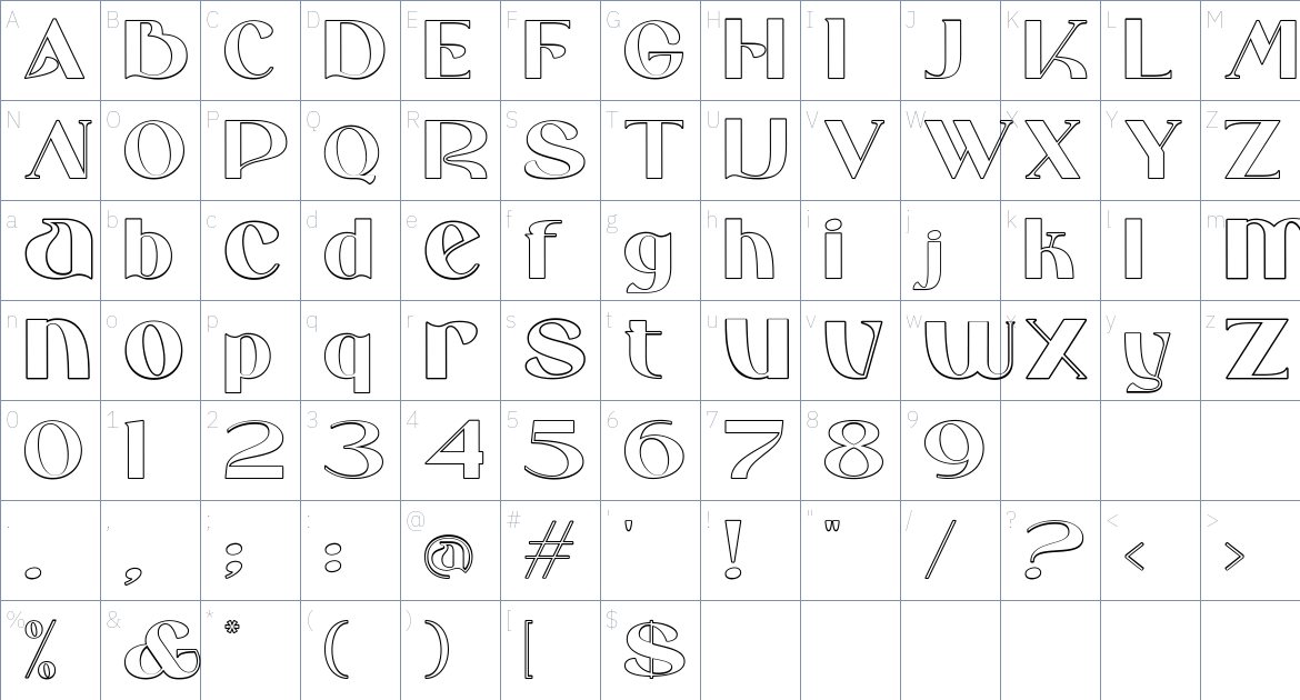 Masko font Character Map