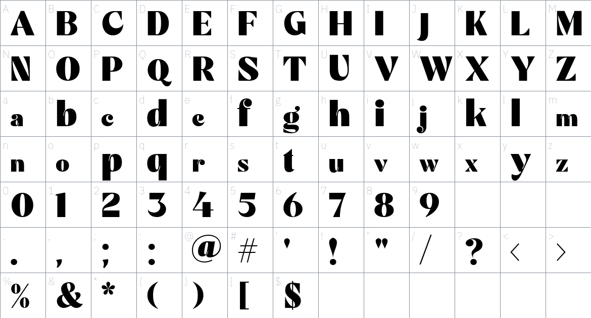 Mechta Font font Character Map