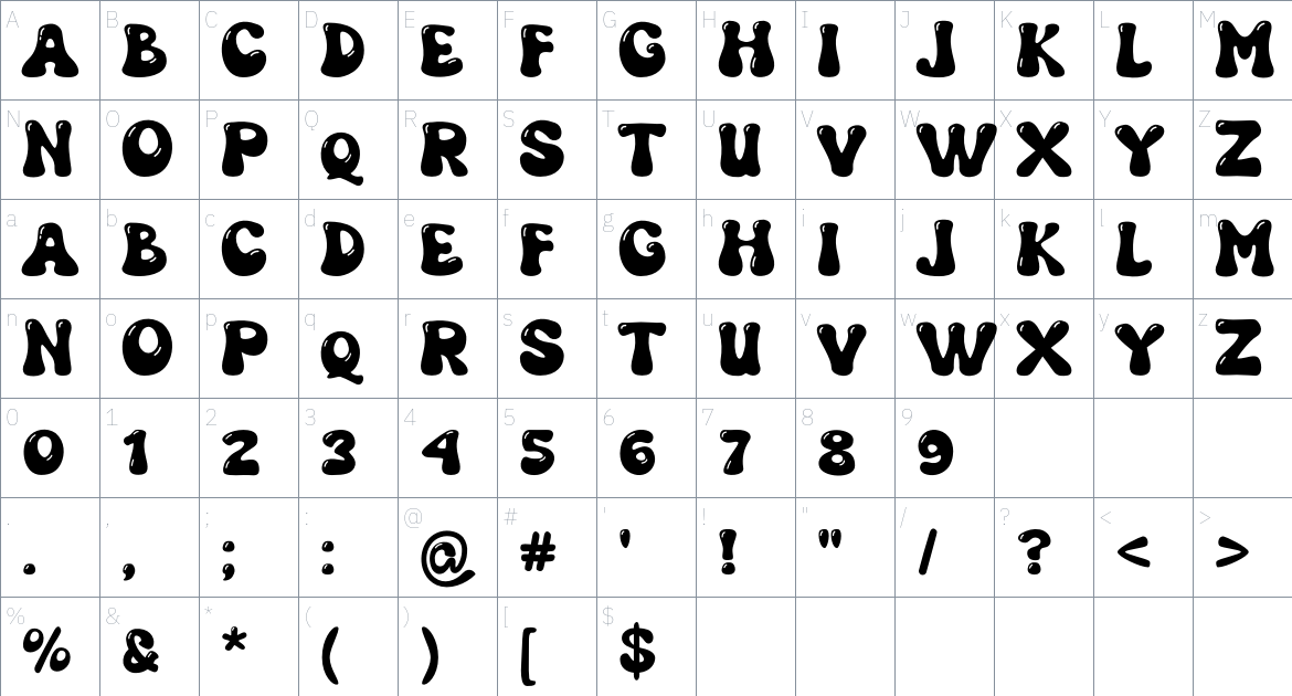 Grooven font Character Map