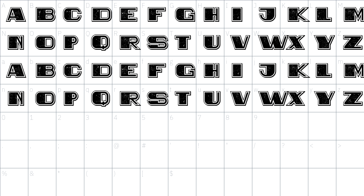 Water Fuel Rocket font Character Map