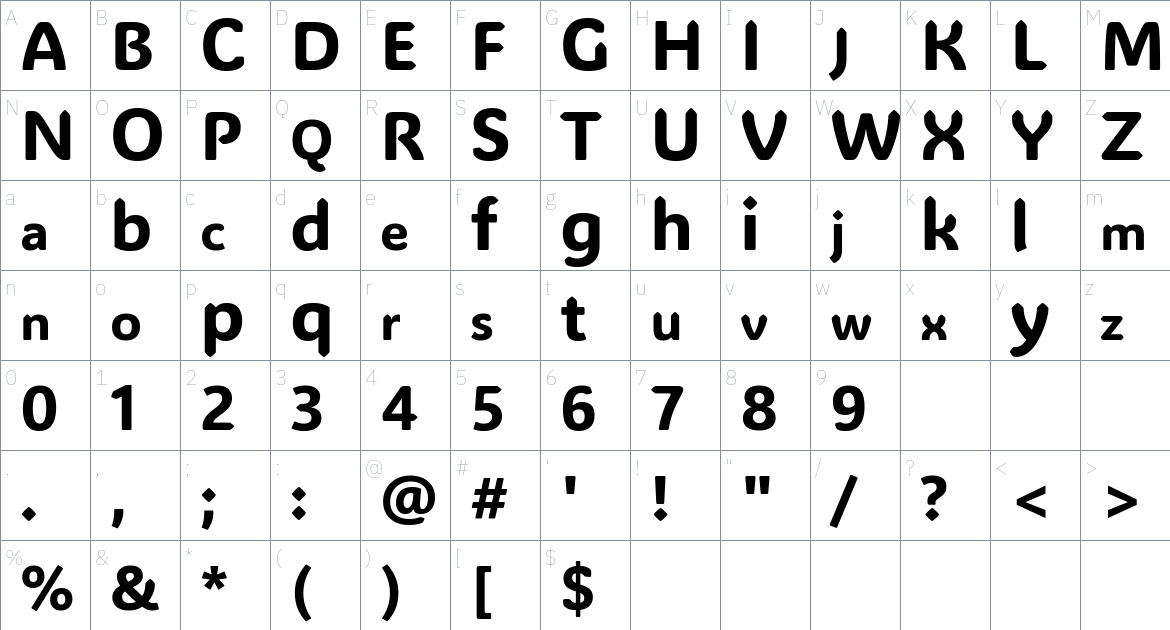 ADLaM Display font Character Map