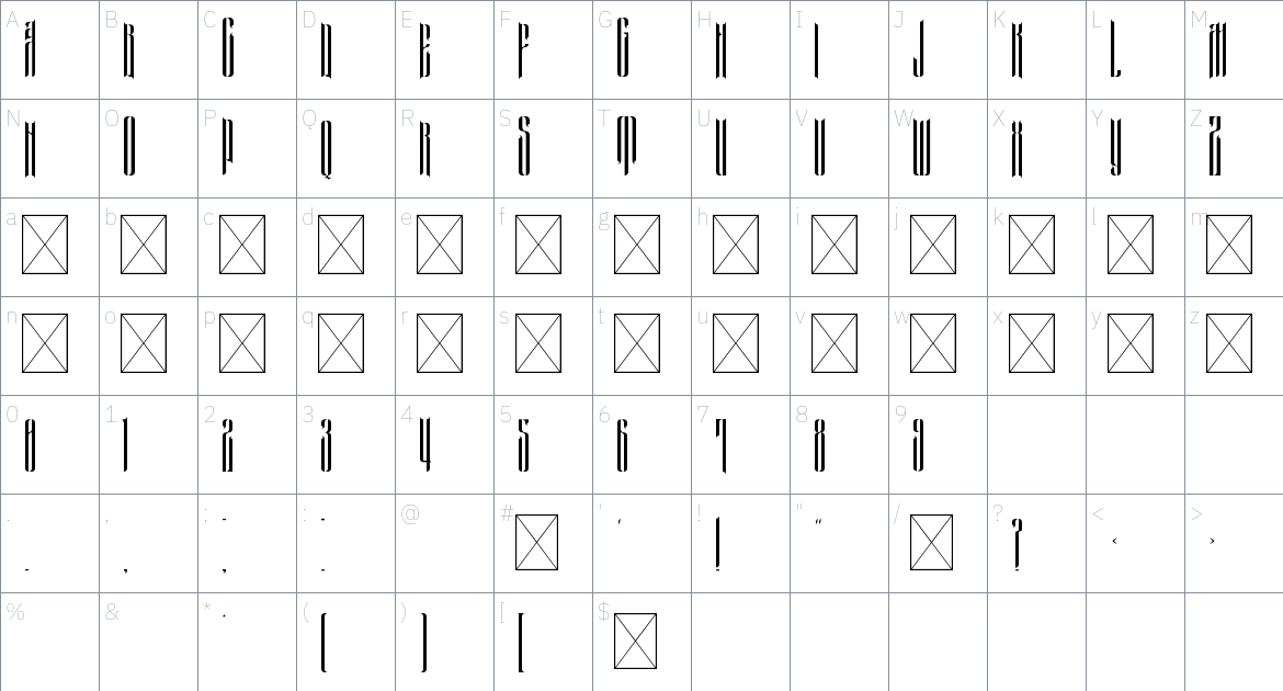 Vasilek Font font Character Map