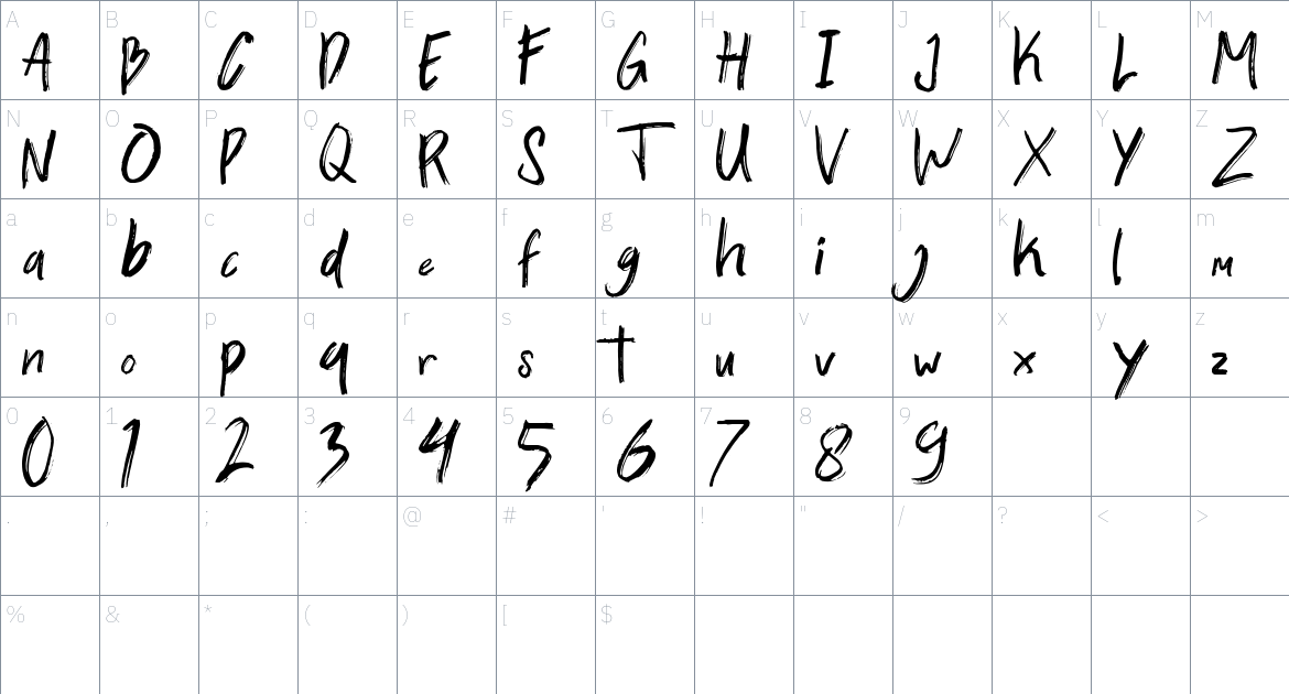 Zallord Font font Character Map