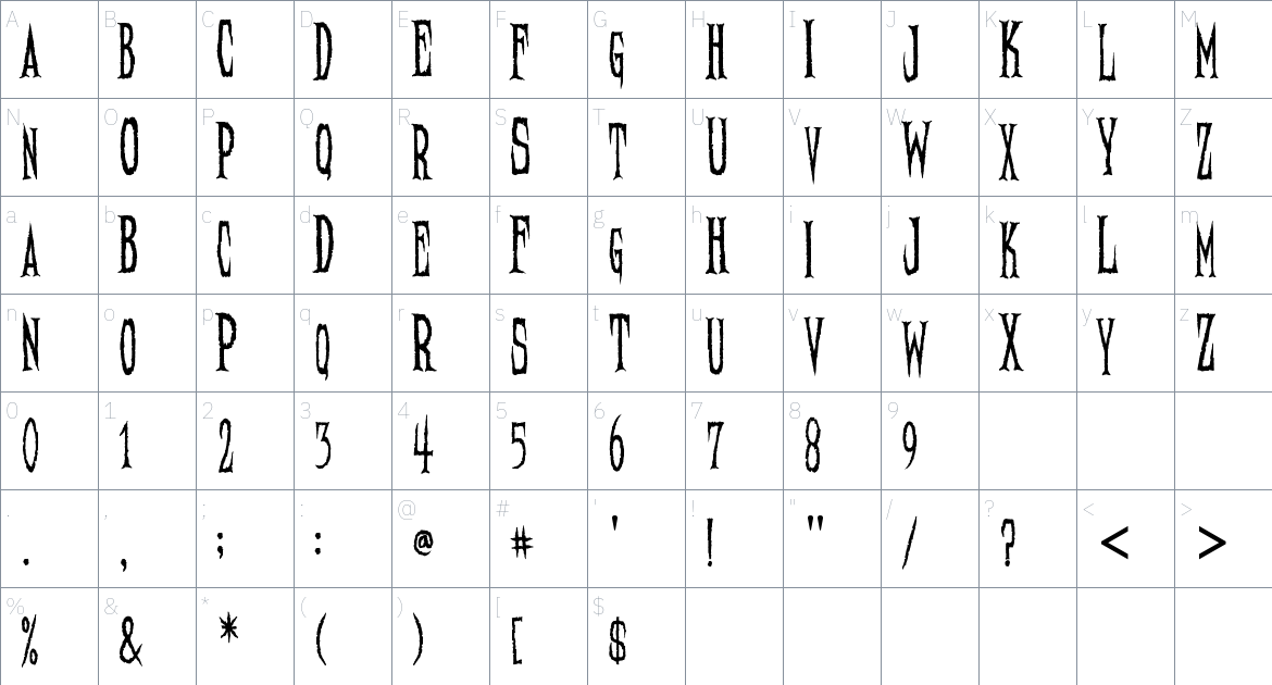 Needleteeth Suite Fonts font Character Map