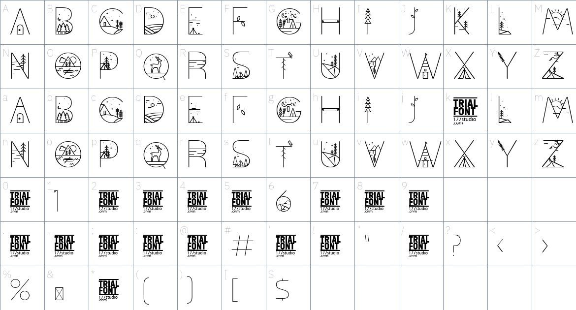 Nature Impact font Character Map