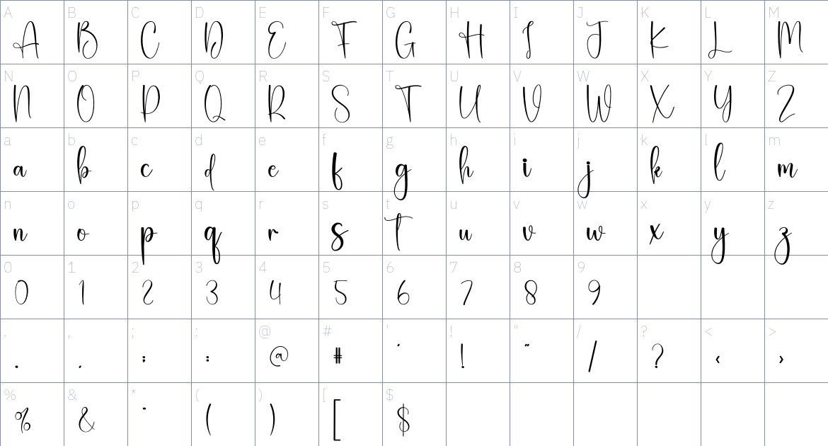 Christmas Bread font Character Map