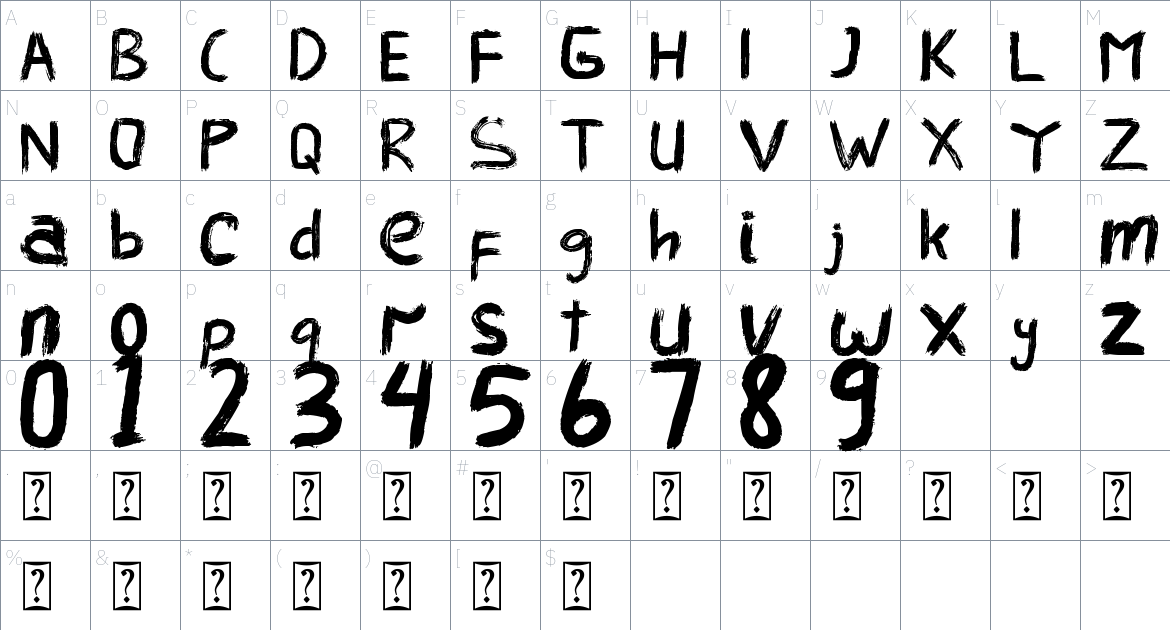 Black Combat font Character Map