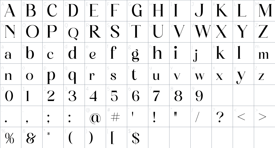 Lemosty font Character Map