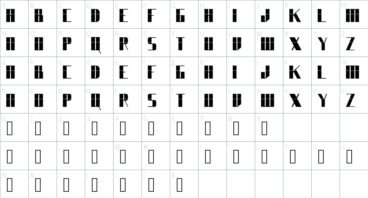 Wonome font Character Map