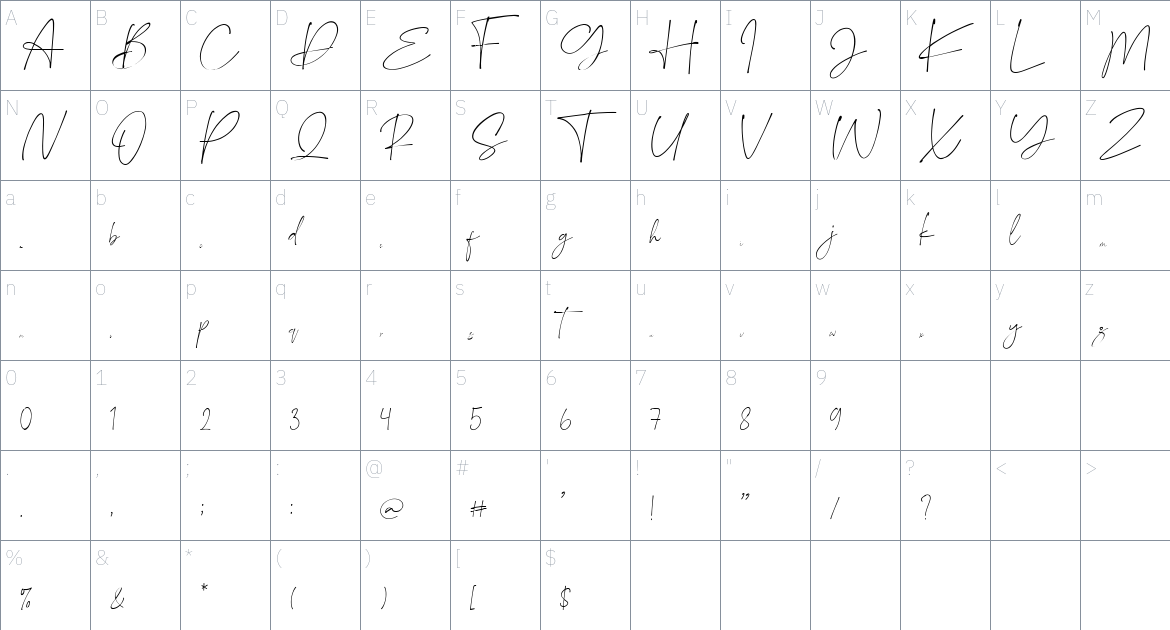 Baskara font Character Map