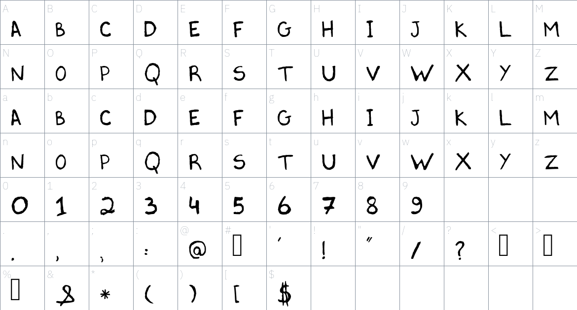 Rabisqued Font font Character Map