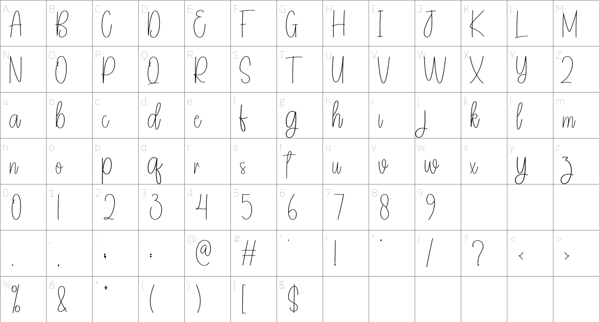 Bluey font Character Map