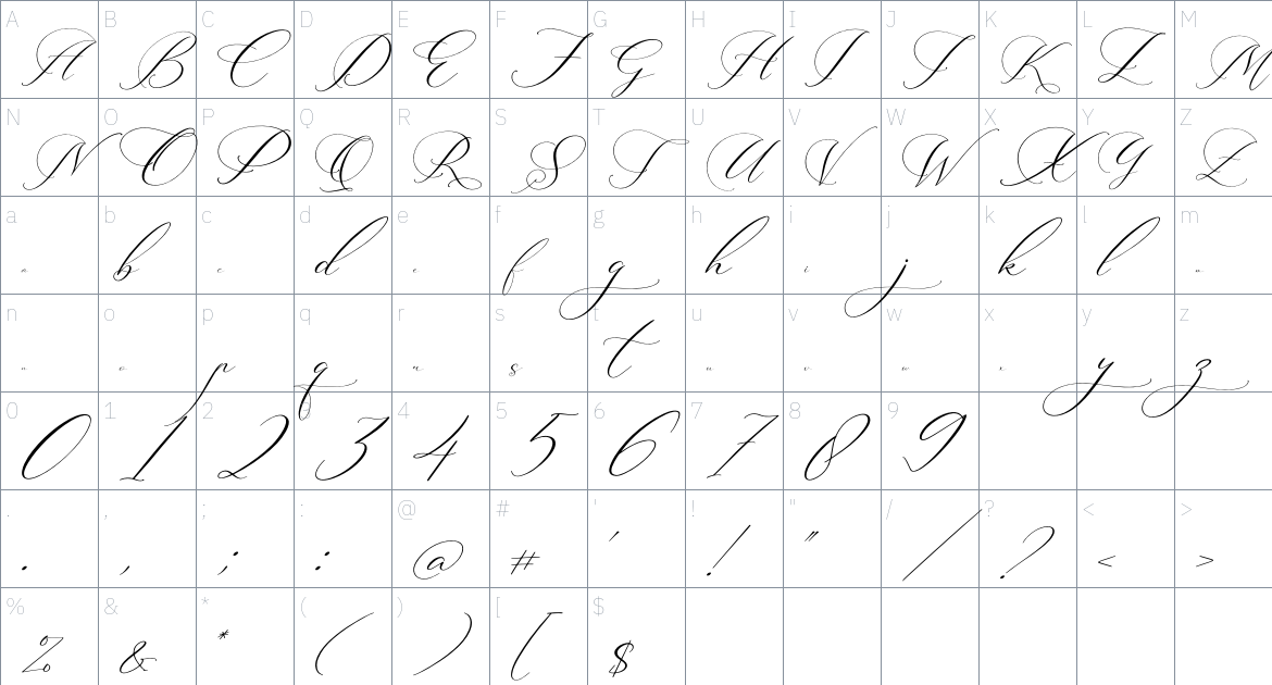 Alysthia Font font Character Map