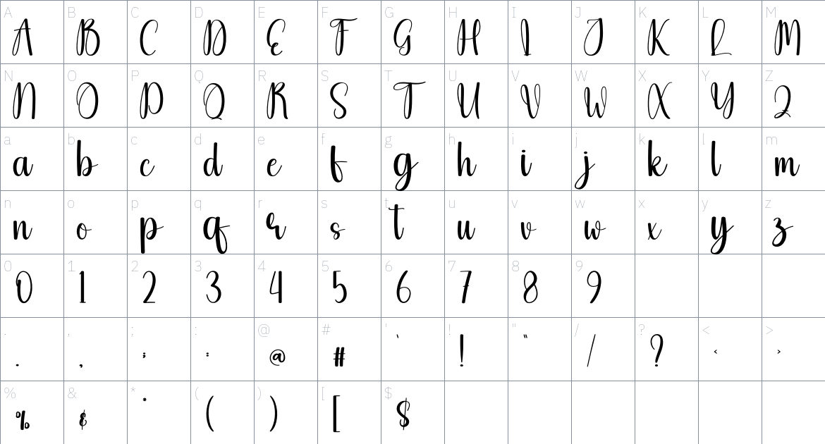 Alive Umbrela font Character Map