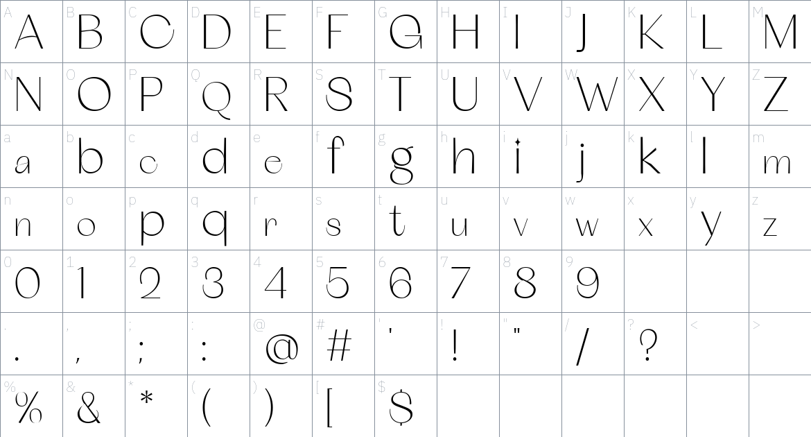 Calstavier Font font Character Map