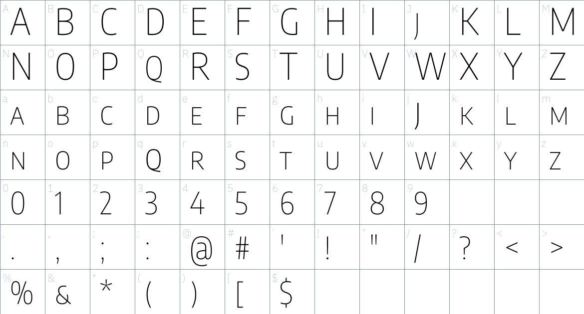 Encode Sans SC font Character Map