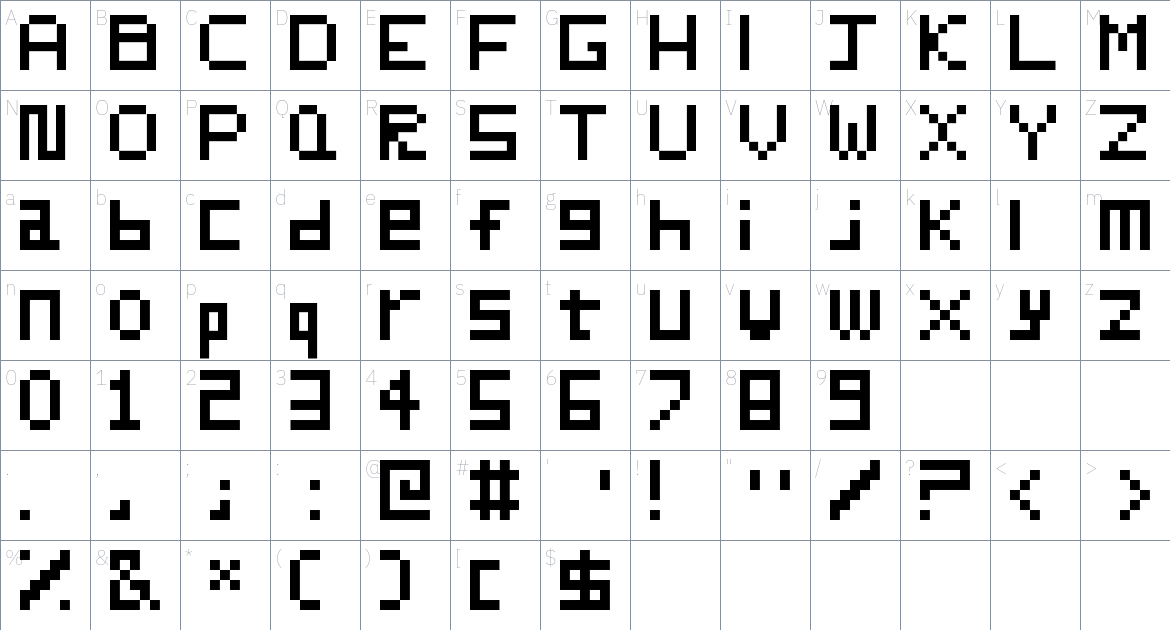 THE CALL (an official android game font) font Character Map