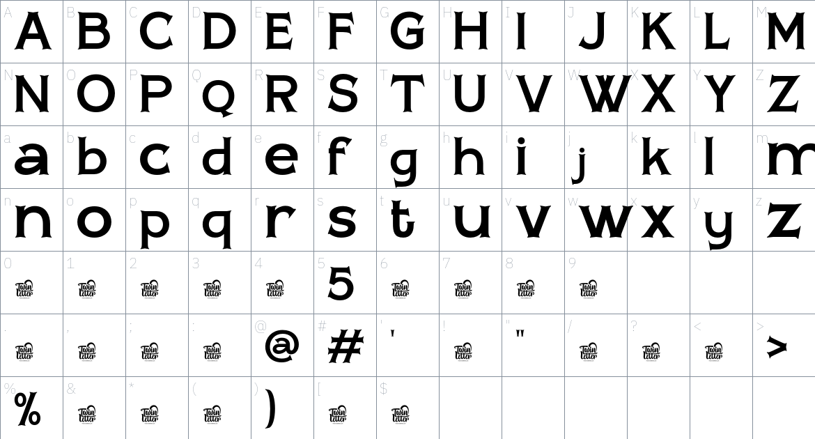 BUROEK Trial font Character Map