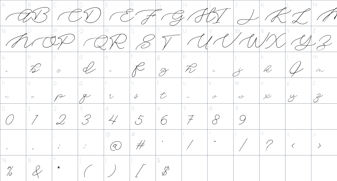 Aima Duo font Character Map