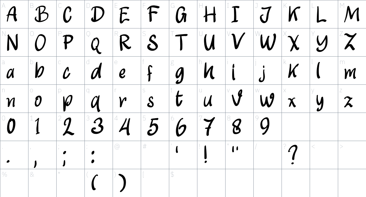 My First Font font Character Map