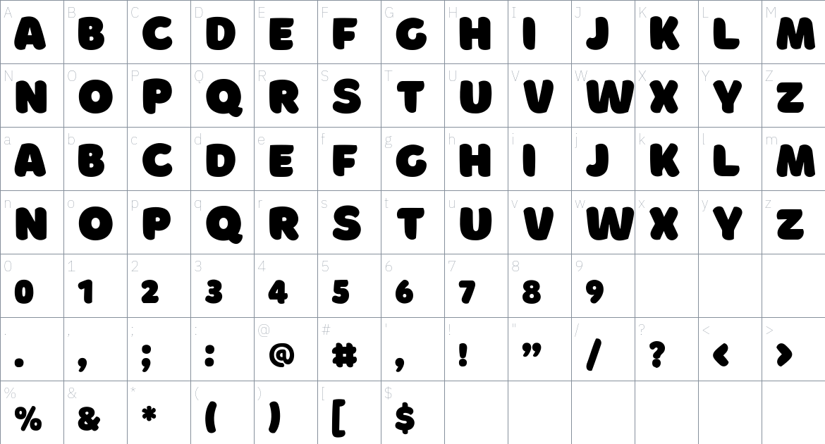 Borsok Font font Character Map