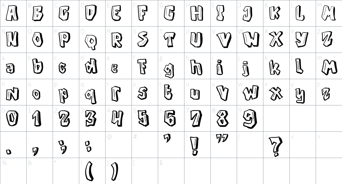 Giant Boom font Character Map