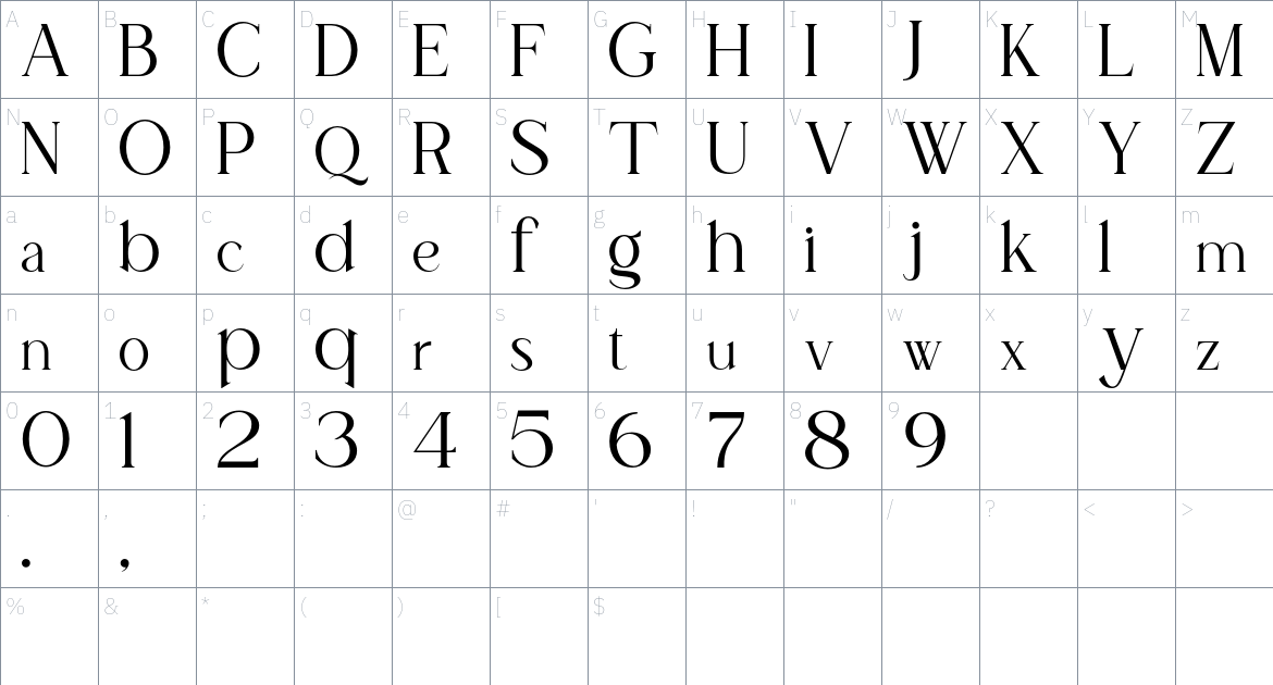 amoun lite font Character Map