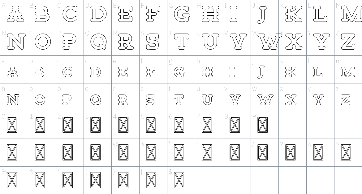 Tigreal font Character Map