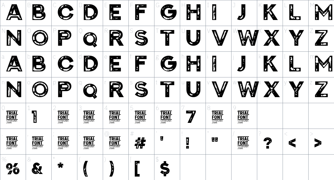 Aspect font Character Map