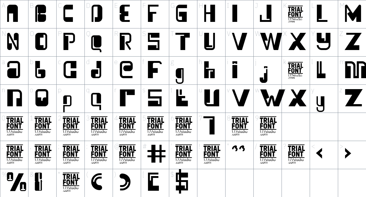 Areeiro font Character Map