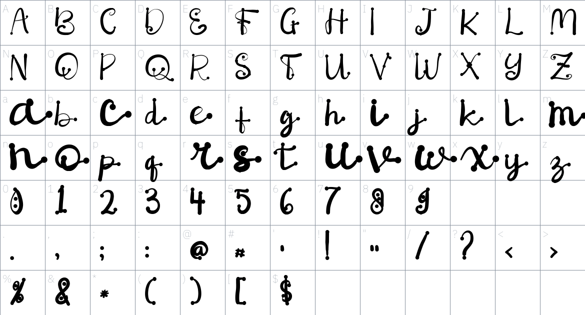 Fiter Orame font Character Map