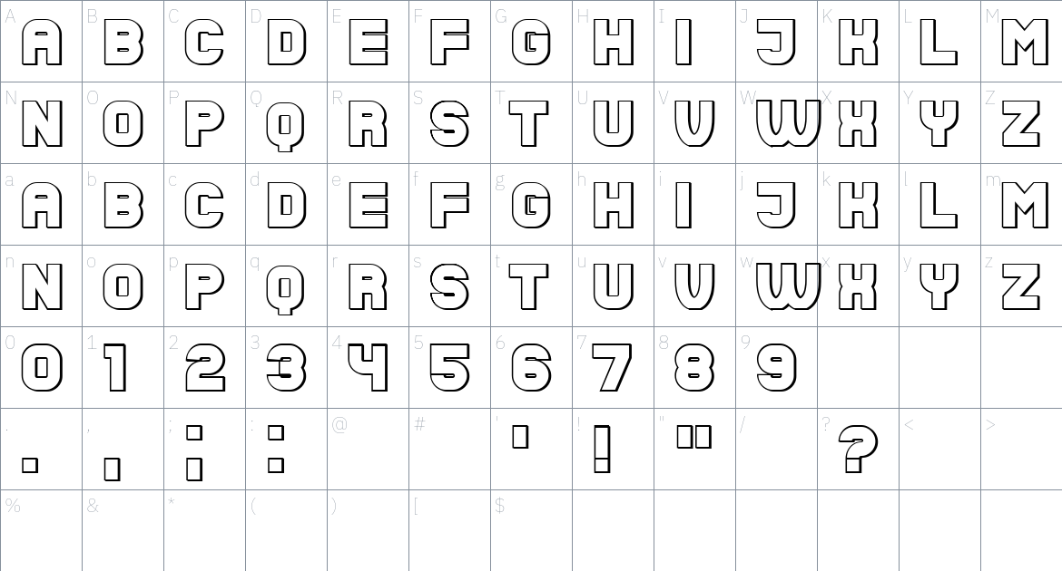 Bigliana font Character Map