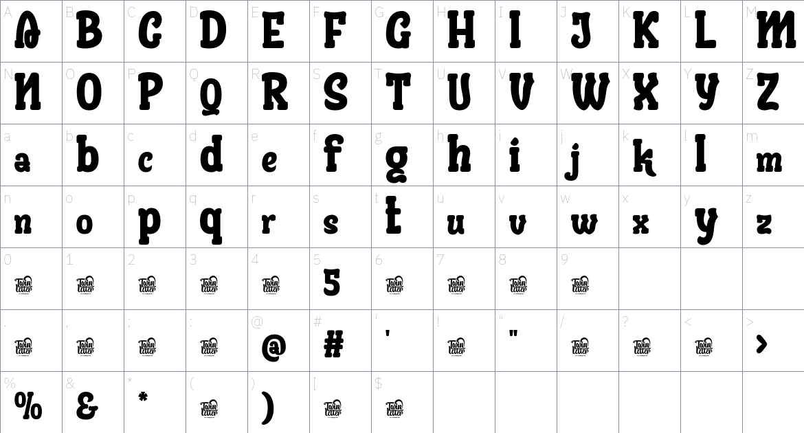 Ausyeik font Character Map