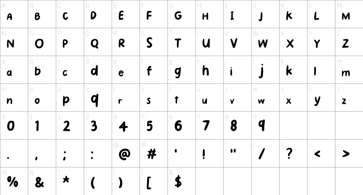 Zoi Font font Character Map