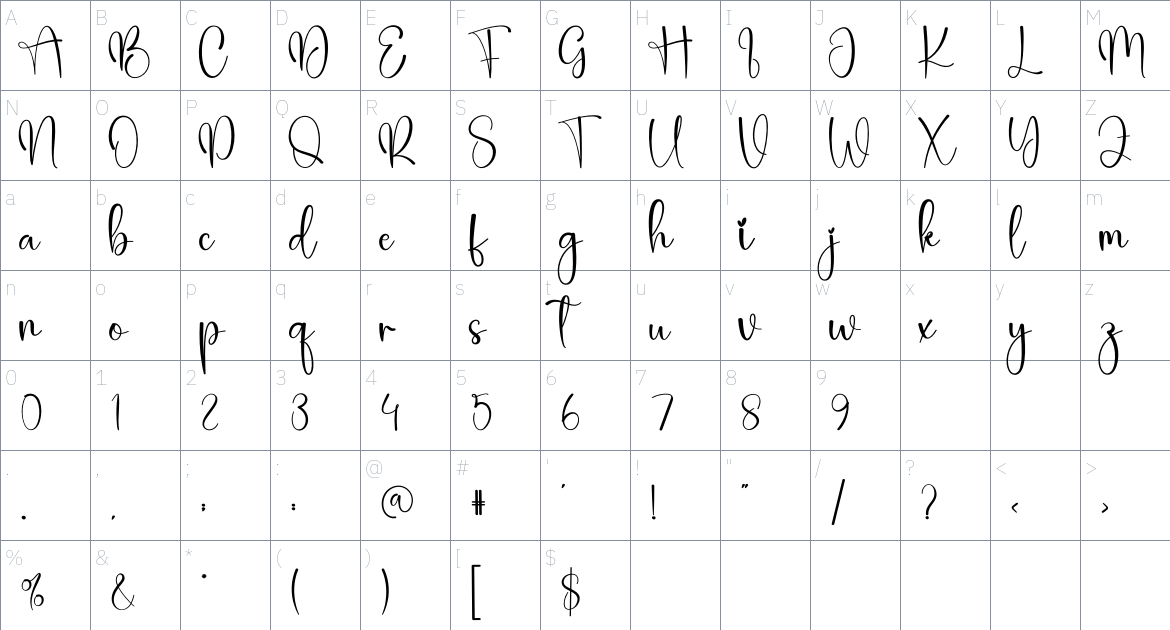 Slowly Christmas font Character Map