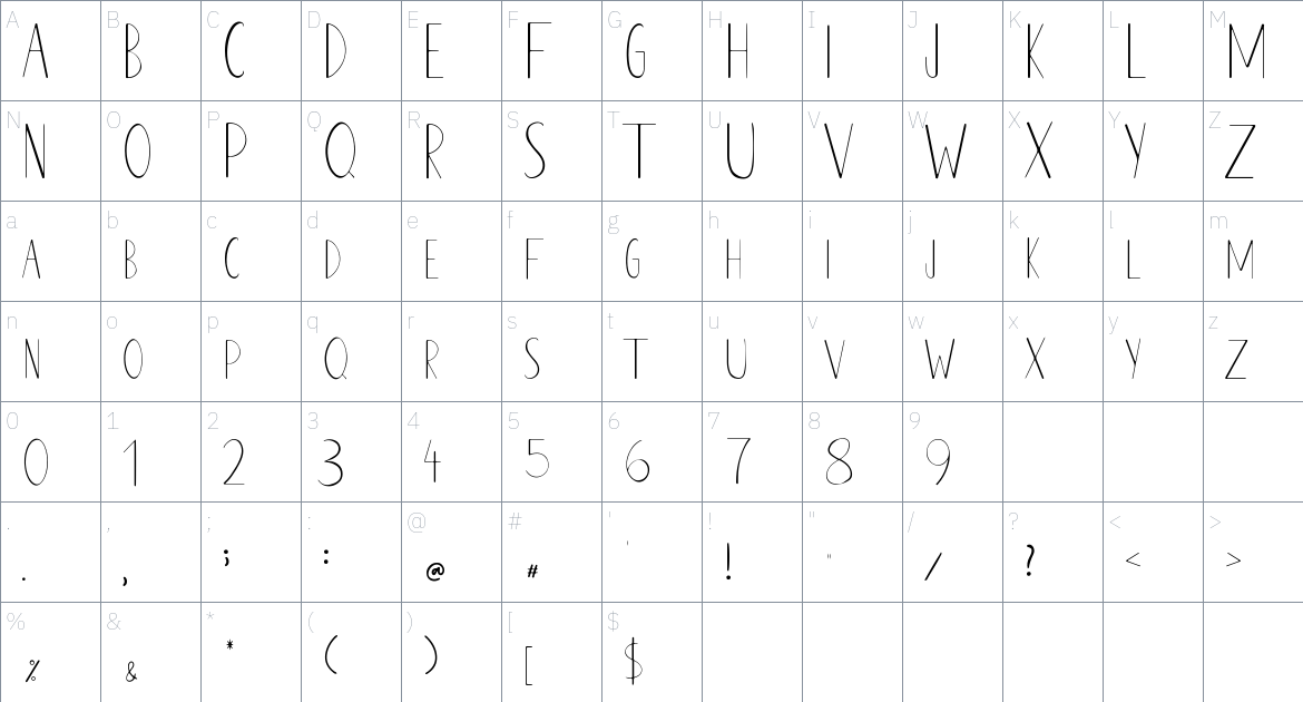 Marcondensed Font font Character Map