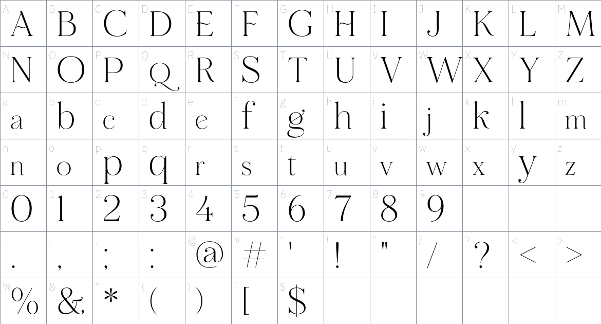 Maginia Font font Character Map