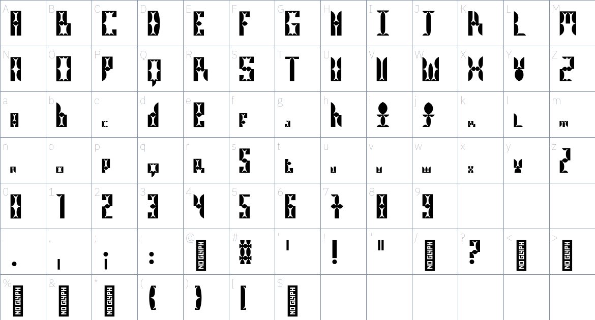 Knif Display Font font Character Map