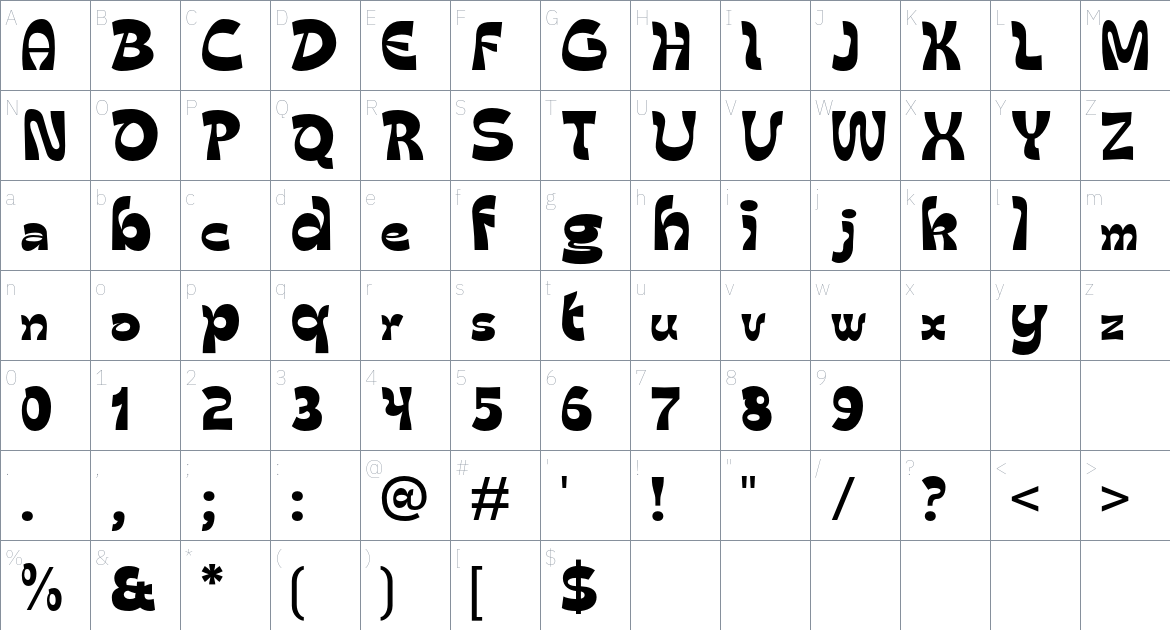 Mamenchisa font Character Map