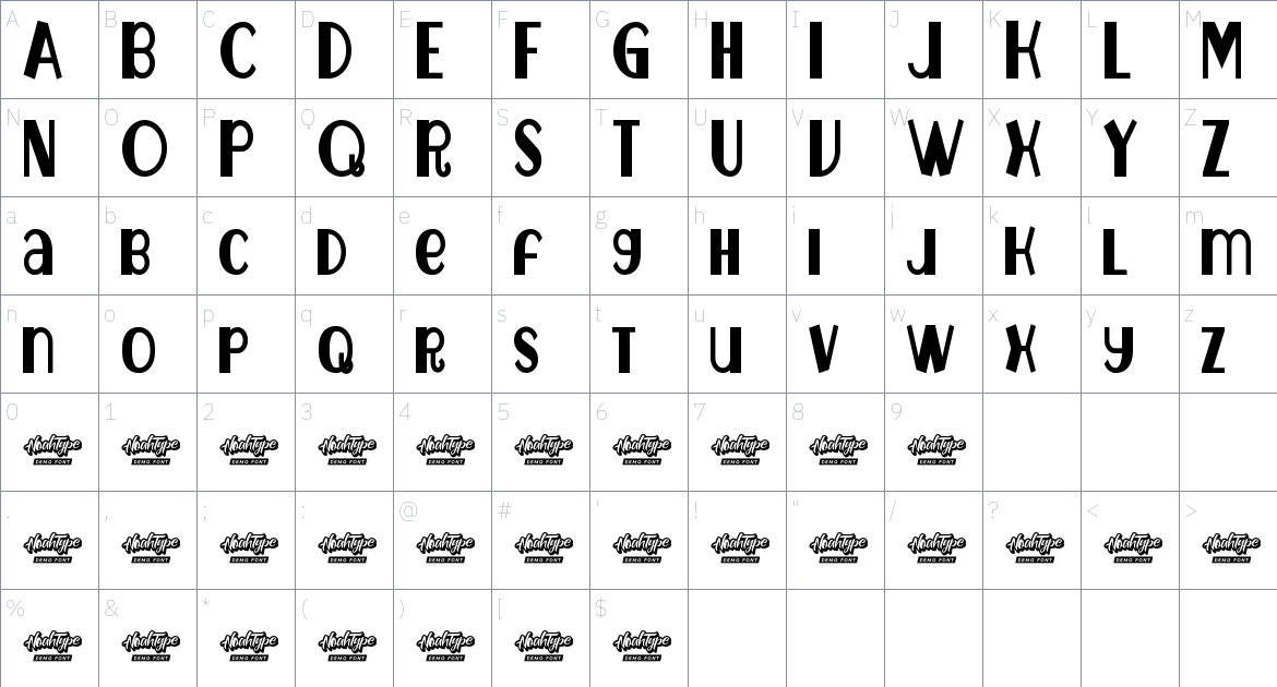 Aurelous font Character Map