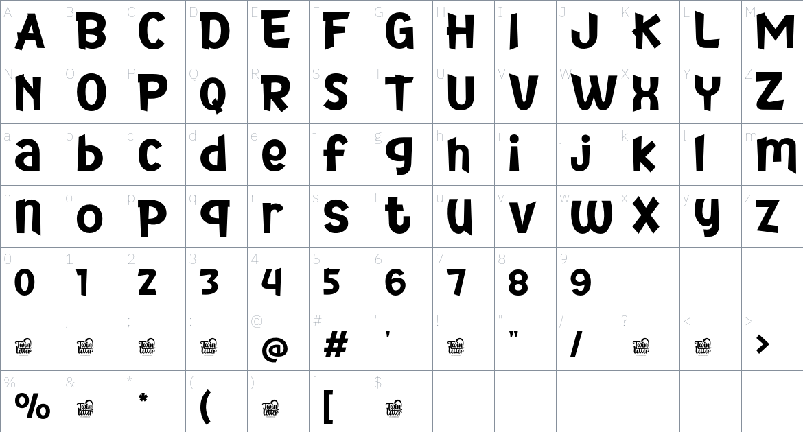 ZEKILO Trial font Character Map