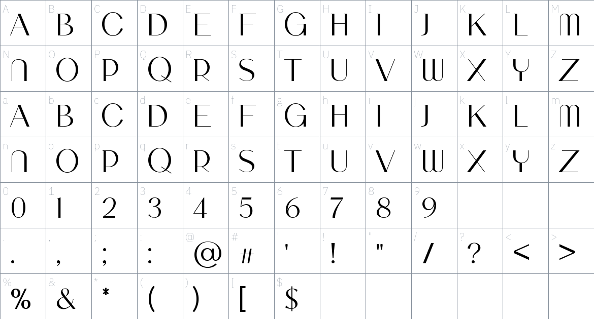 Ezme font Character Map