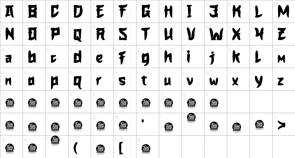 Hogata font Character Map