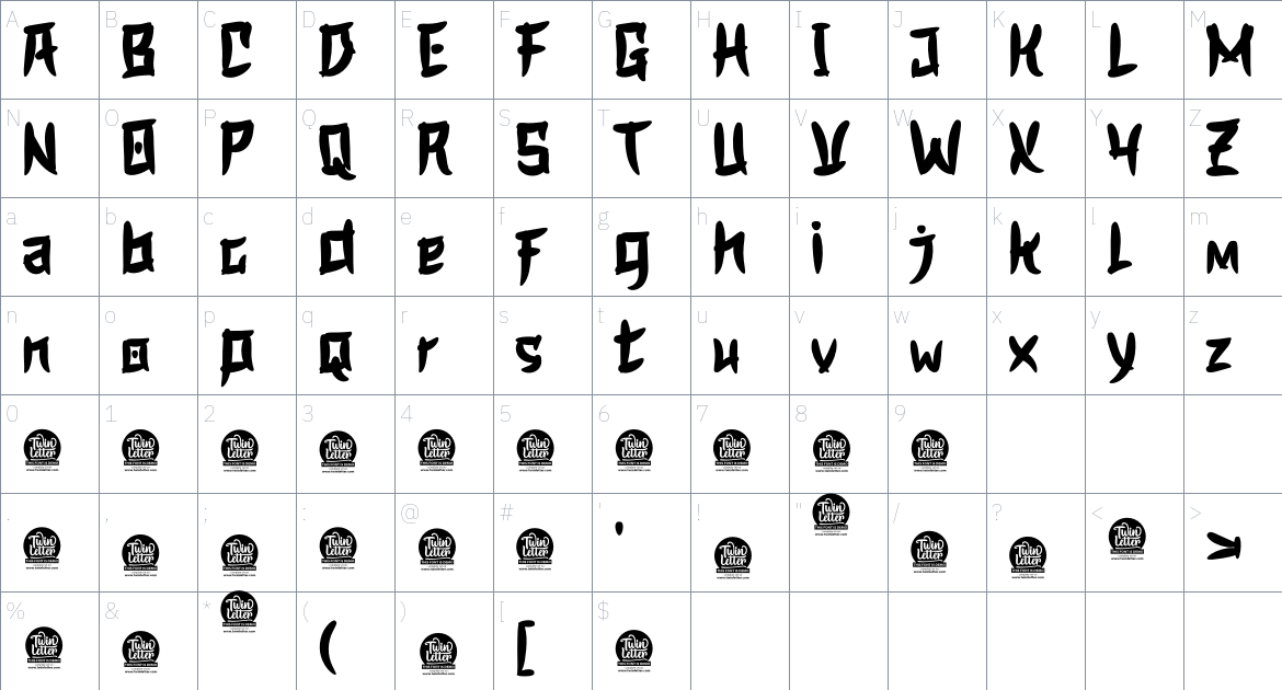 Revoka font Character Map