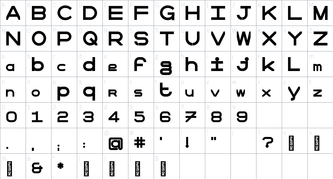 OTR Type Font font Character Map